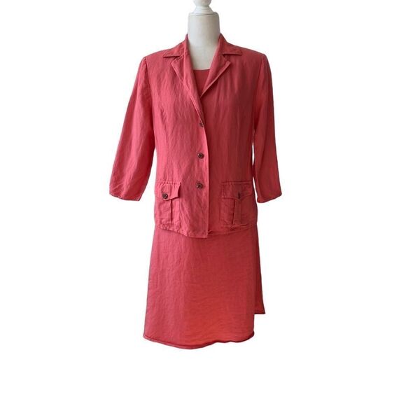 Talbots Sleeveless Linen Dress Jacket Pockets Suit SZ 10 - Picture 14 of 14